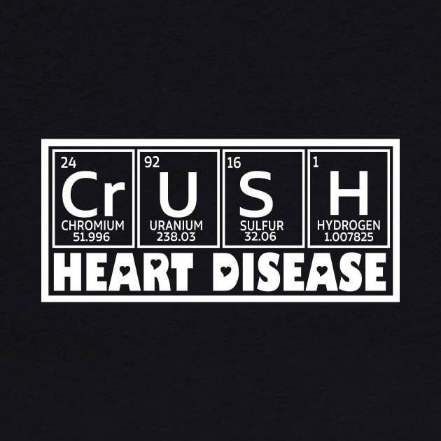 Crush Heart Disease Awareness, Periodic Table Heart Disease, Heart Warrior, Cardiology Patient Support by artbyhintze